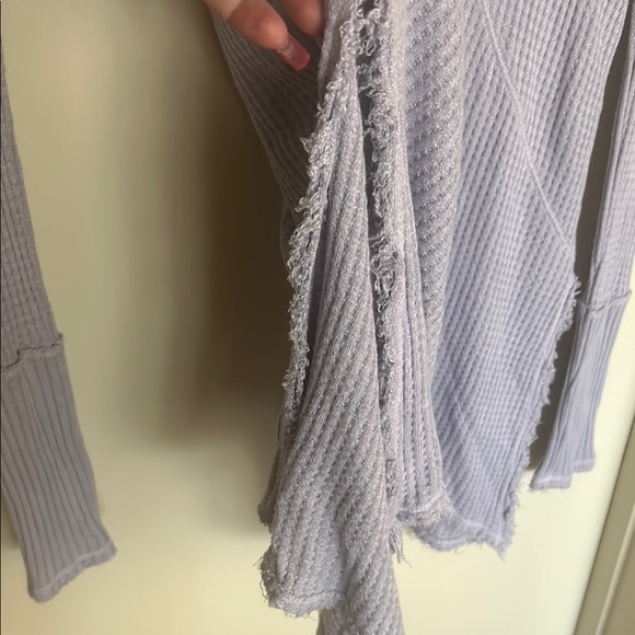 Free People Purple Ribbed Asymmetrical Long Sleeve Top - Picture 6 of 13